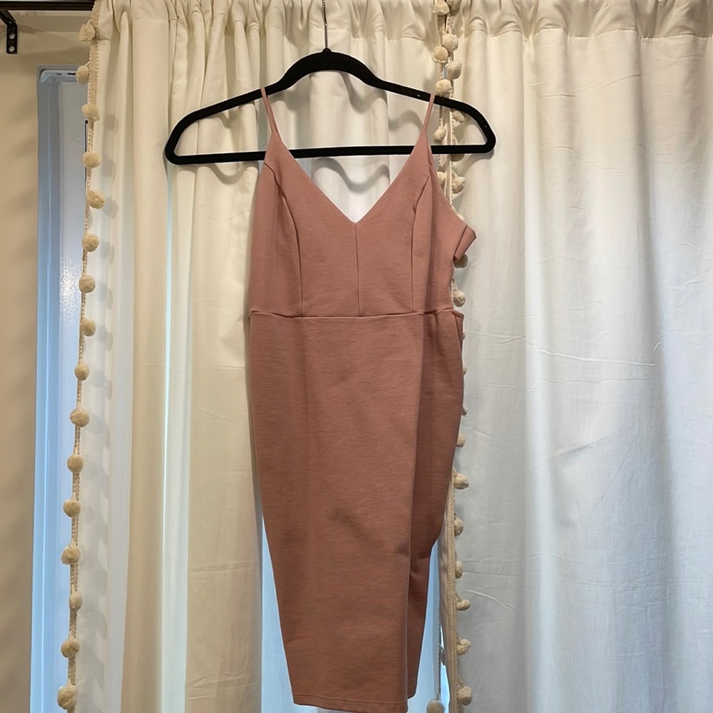 Blush Pink Mini Dress Slits in Back